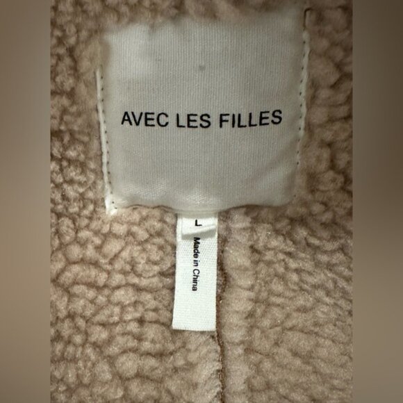 Avec Les Filles Faux Shearling Coat Brown size Large - Picture 13 of 16